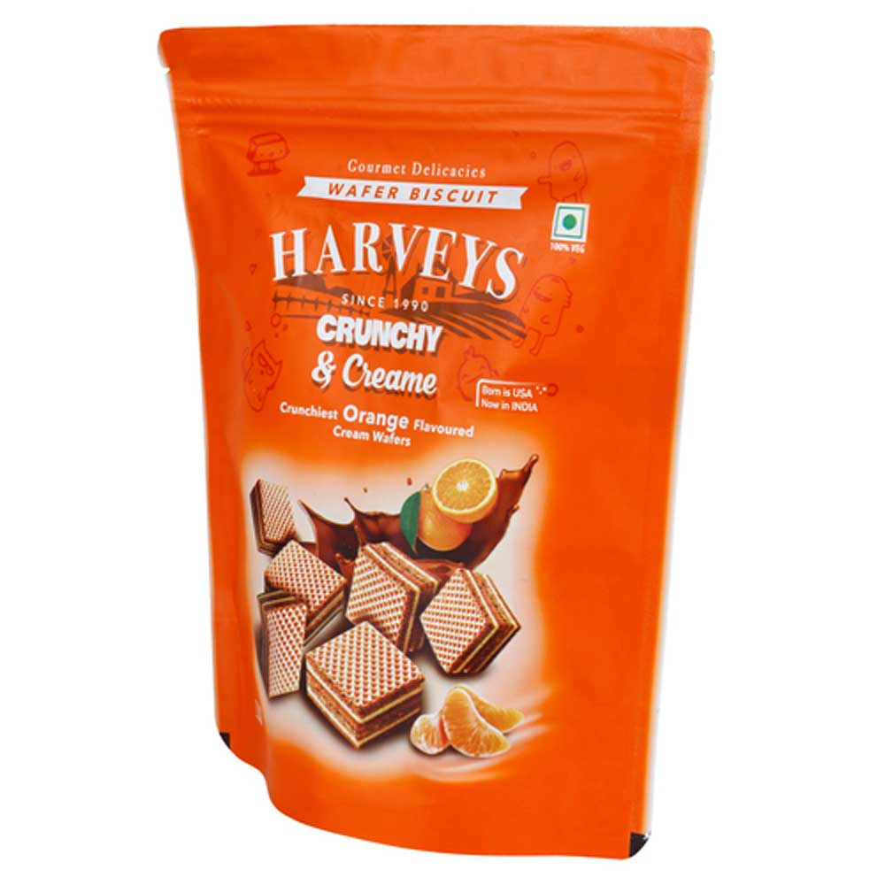 Harveys Crunchy &amp; Creame Wafers Orange Pouch 120gms (Pack Size)
