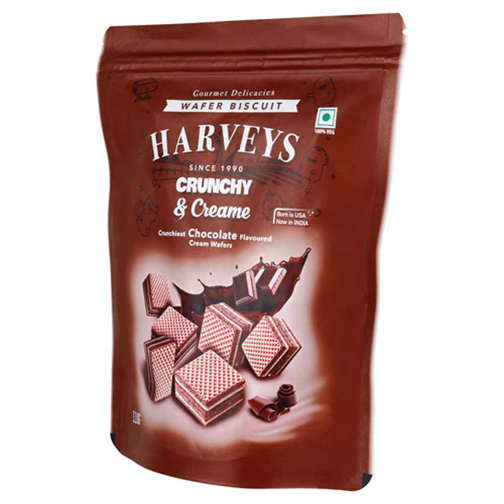 Harveys Crunchy &amp; Creame Wafers Chocolate Pouch 120gms (Pack Size)