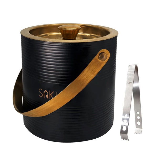 SAKI Matte Ripple Stainless Steel Ice Bucket with Tong - 1500 ml