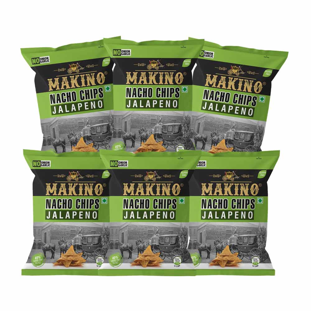 Makino No Onion No Garlic Nacho Chips Jalapeno 60gms (Pack of 6)
