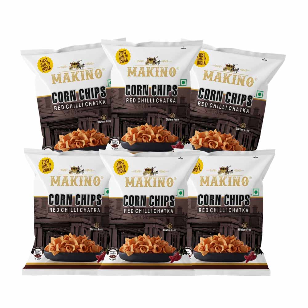 Makino Corn Chips Red Chilli Chatka 60gms (Pack of 6)