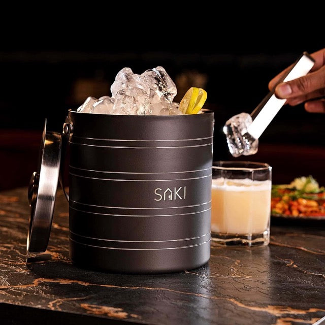 SAKI Stainless Steel Double Wall Ice Bucket with Tong