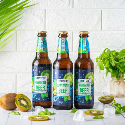 3 SISTERS Non Alcoholic Beer - Kiwi Mint Flavor 330ml (Pack of 6) Boozlo