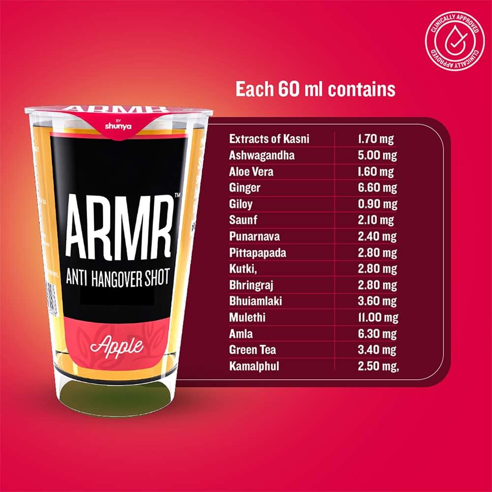 ARMR Anti Hangover Shots Apple - 60ml (Pack Size) Boozlo