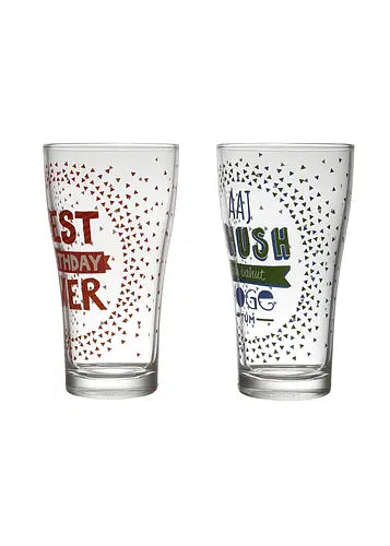 Aaj Khush To Bahut hoge tum-best birthday ever beer glass - 360 ml (Set of 2) Boozlo