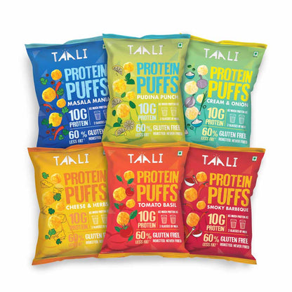 Taali Protein Puffs Variety Pack (60gms x 6)-Boozlo