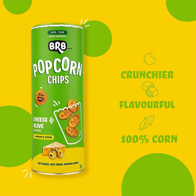 BRB Popcorn Chips Cheese &amp; Olive flavour XXL Tub (box of 4)-Chips-Boozlo