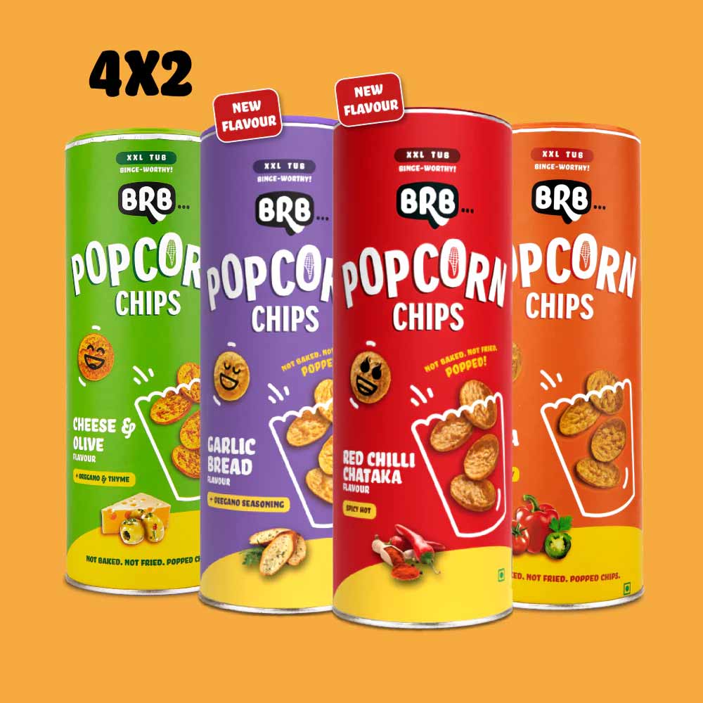 BRB Popcorn Chips - Fab 4 flavours (Box of 8)-Popcorn Chips-Boozlo