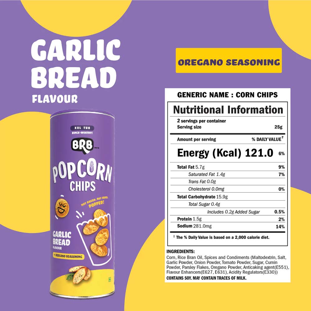BRB Popcorn Chips - Garlic Bread (box of 4)-Popcorn Chips-Boozlo