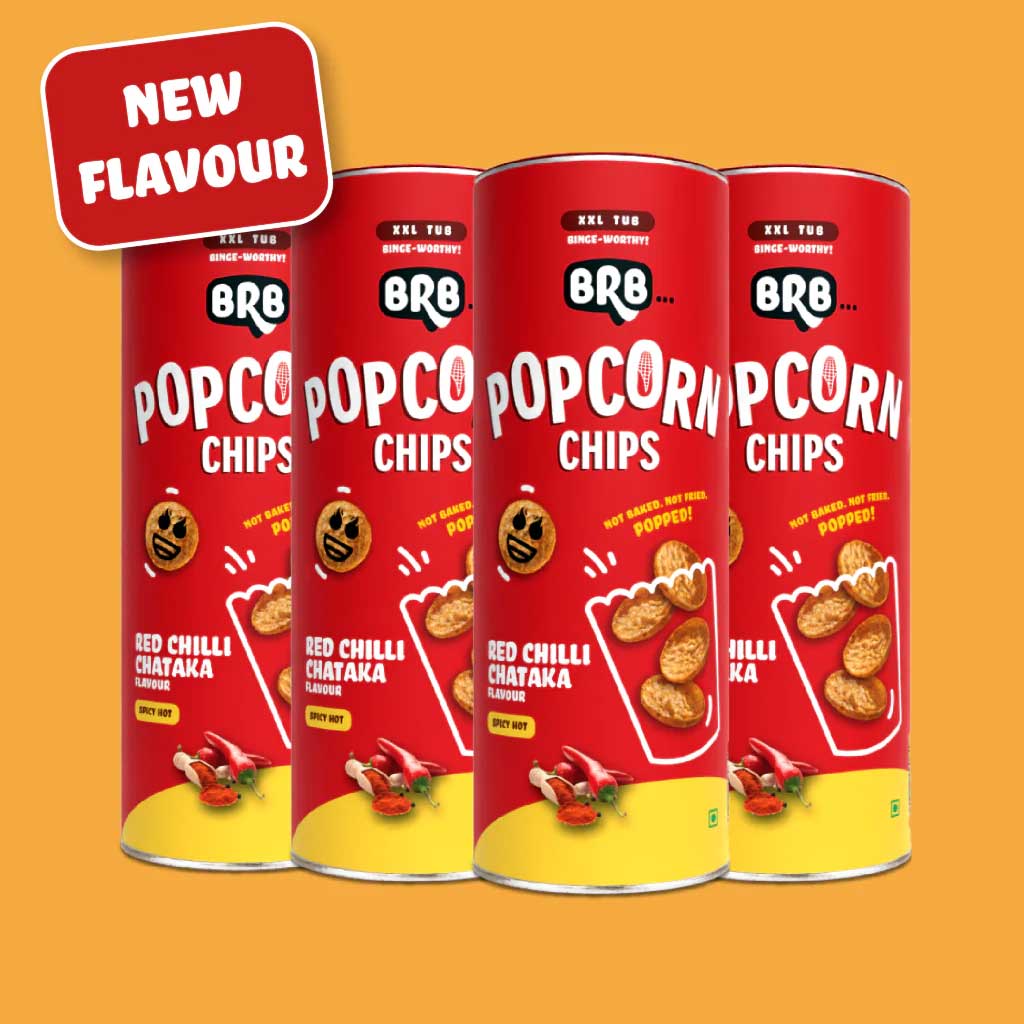 BRB Popcorn Chips Red Chilli Chataka (Box of 4)-Popcorn Chips-Boozlo