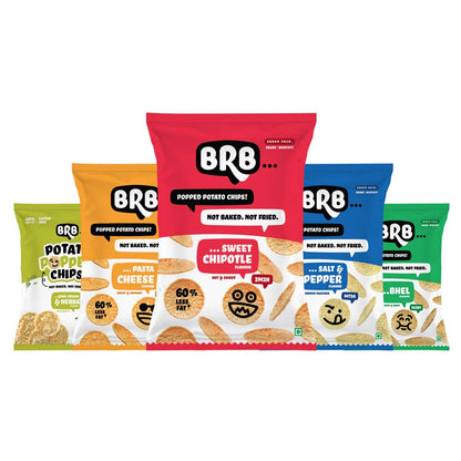 BRB Popped Potato Chips Assorted Flavours (Pack of 5)-Popped Potato Chips-Boozlo