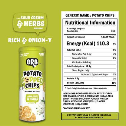 BRB Popped Potato Chips - Sour Cream &amp; Herbs (Box of 4)-Popped Potato Chips-Boozlo