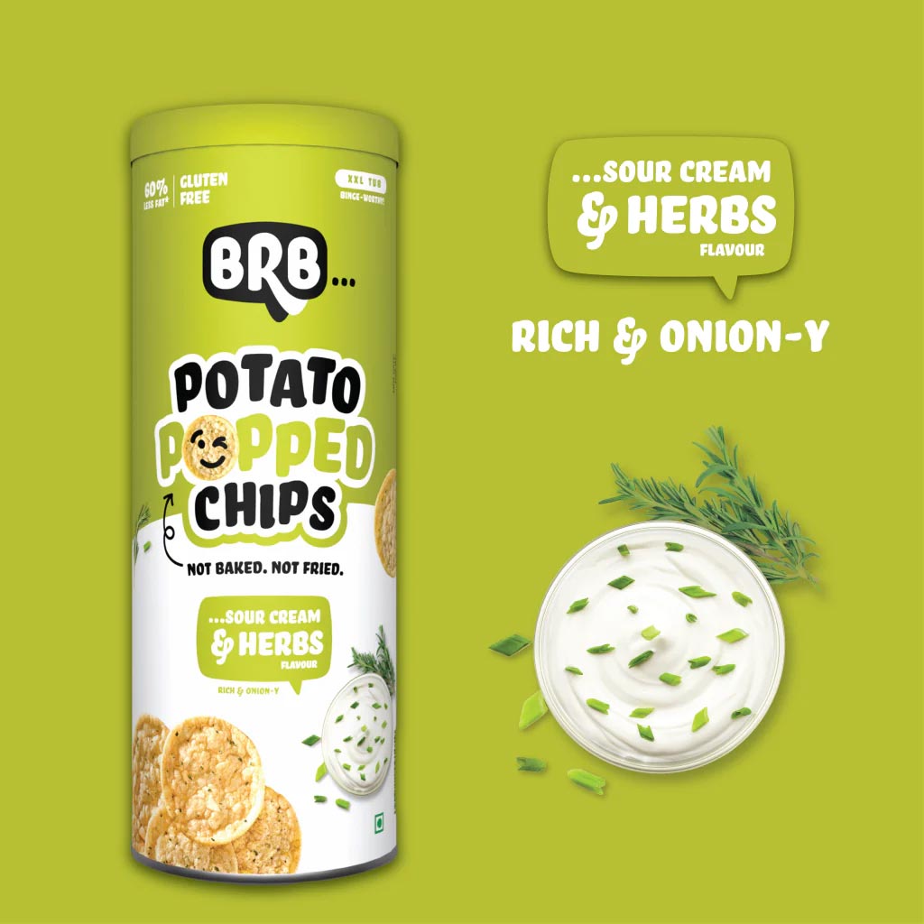 BRB Popped Potato Chips - Sour Cream &amp; Herbs (Box of 4)-Popped Potato Chips-Boozlo