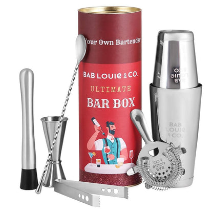 Bab Louie &amp; Co. Ultimate Bar Box | Professional Bar Set : 6 Bar Tools in Compact Box Boozlo
