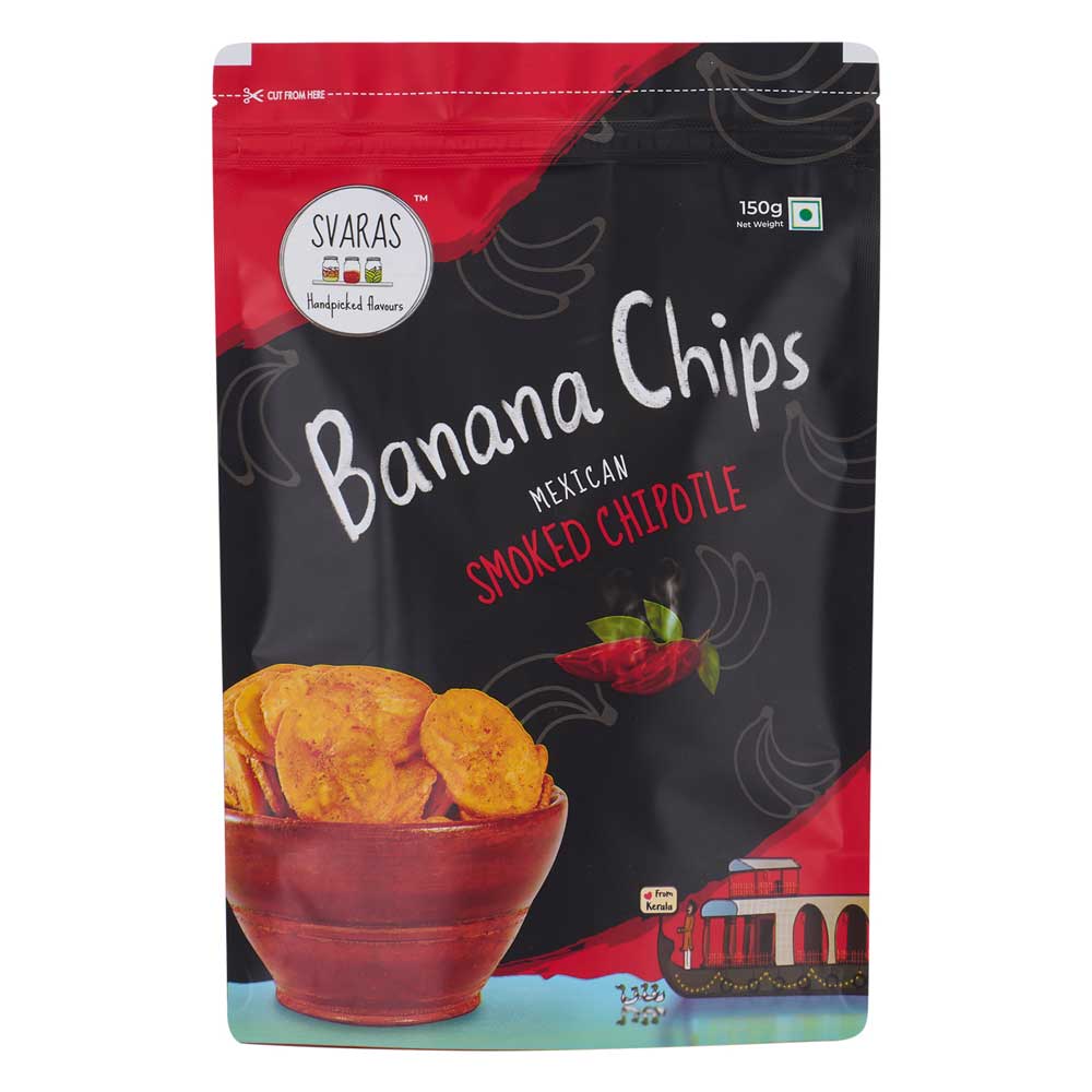 Svaras Kerala Banana Chips (Mexican Smoked Chipotle) - 150gms (Pack of 3)-Banana Chips-Boozlo