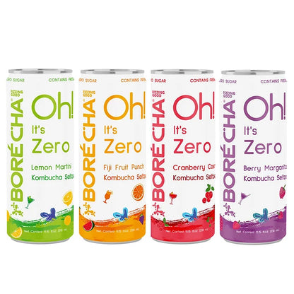 Borécha Oh! Zero Sugar Prebiotic Kombucha Seltzer Trial Pack - 330ml (Pack Size) Boozlo