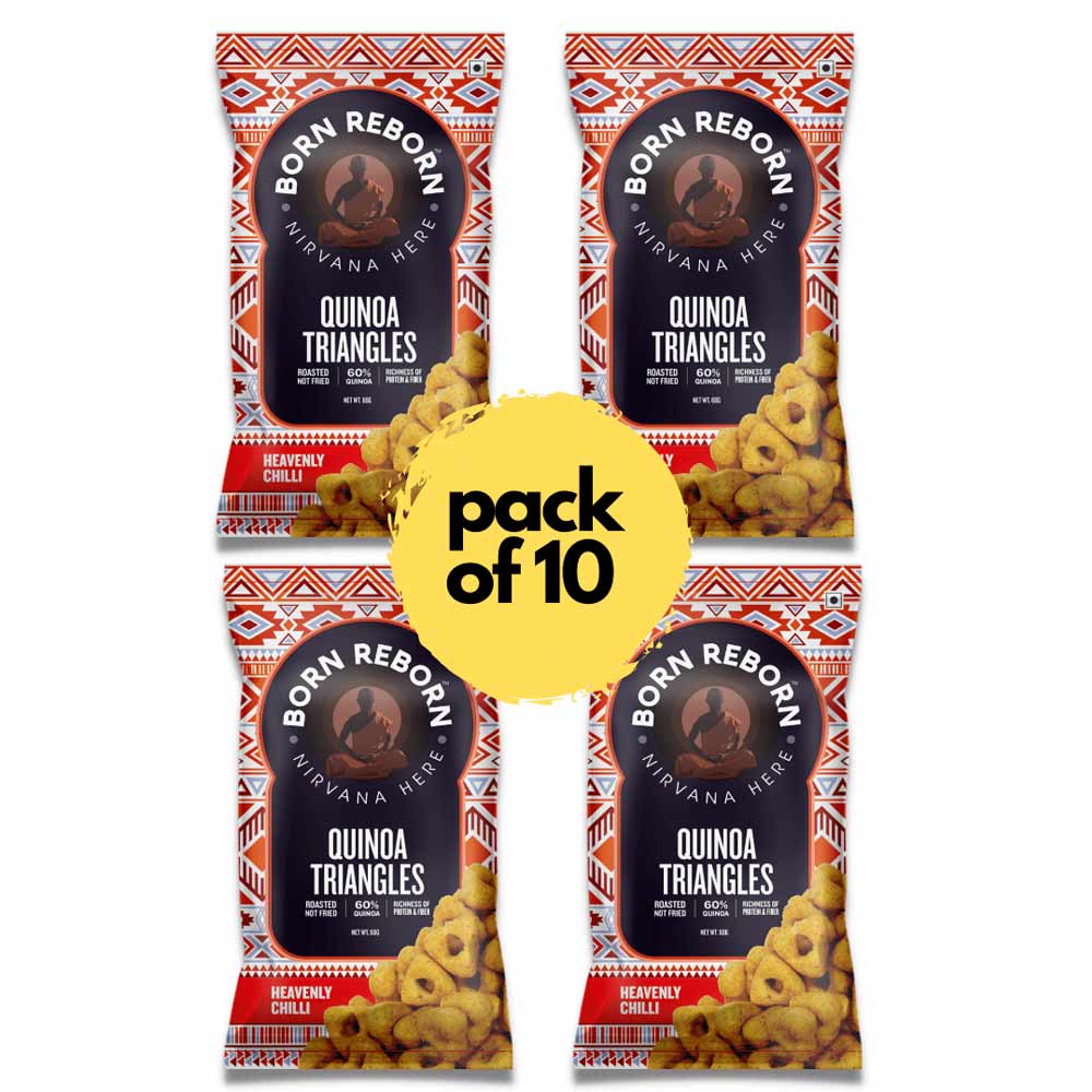 Born Reborn Quinoa Triangles - Heavenly Chilli 30gms (Pack Of 10) Boozlo