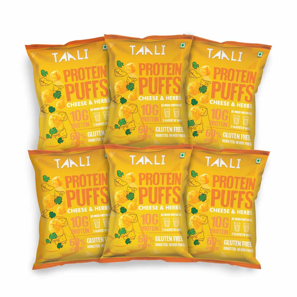 Taali Protein Puffs Cheese &amp; Herbs (60gms x 6)-Boozlo