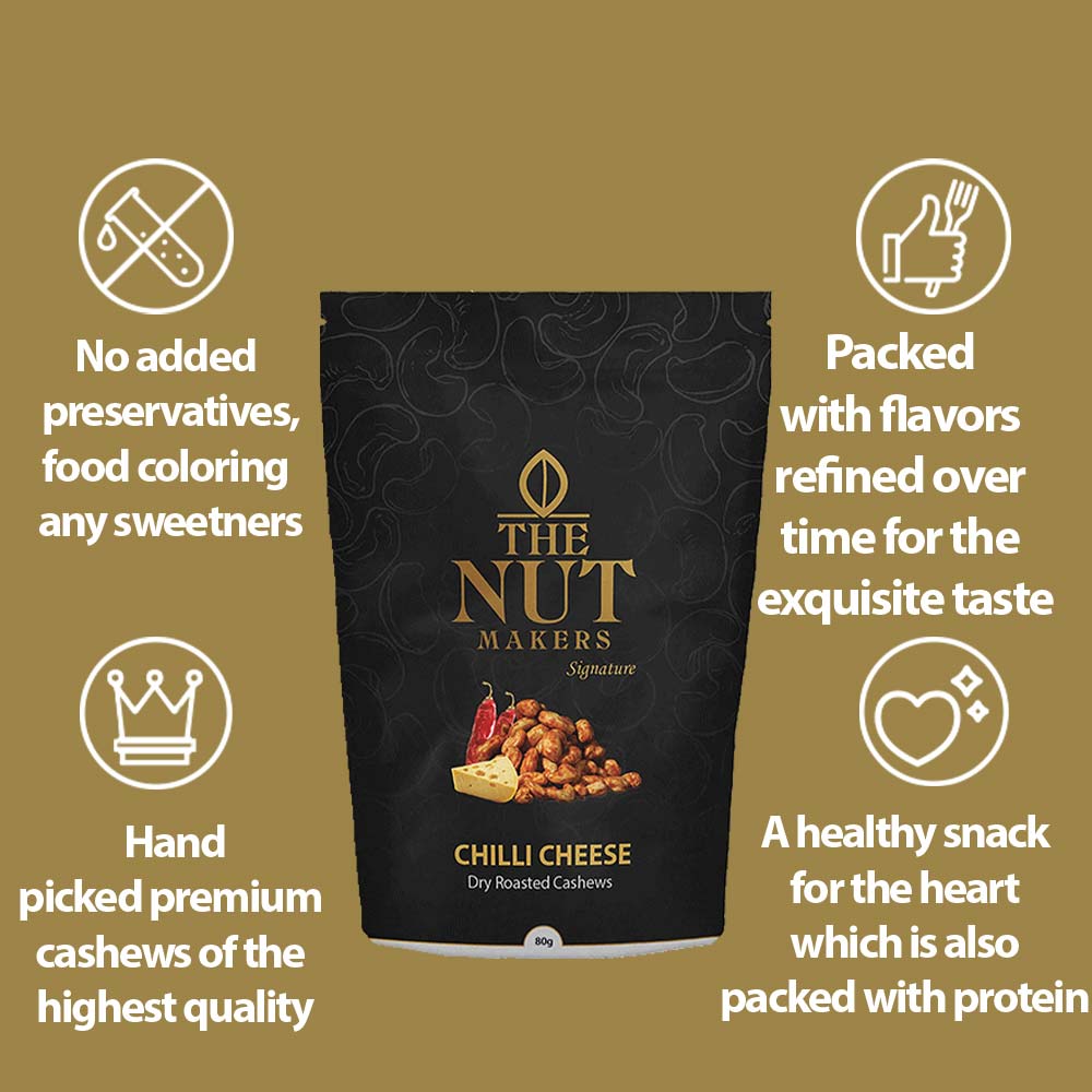 The Nut Makers Chilly Cheese Dry Roasted Cashews - 200gms