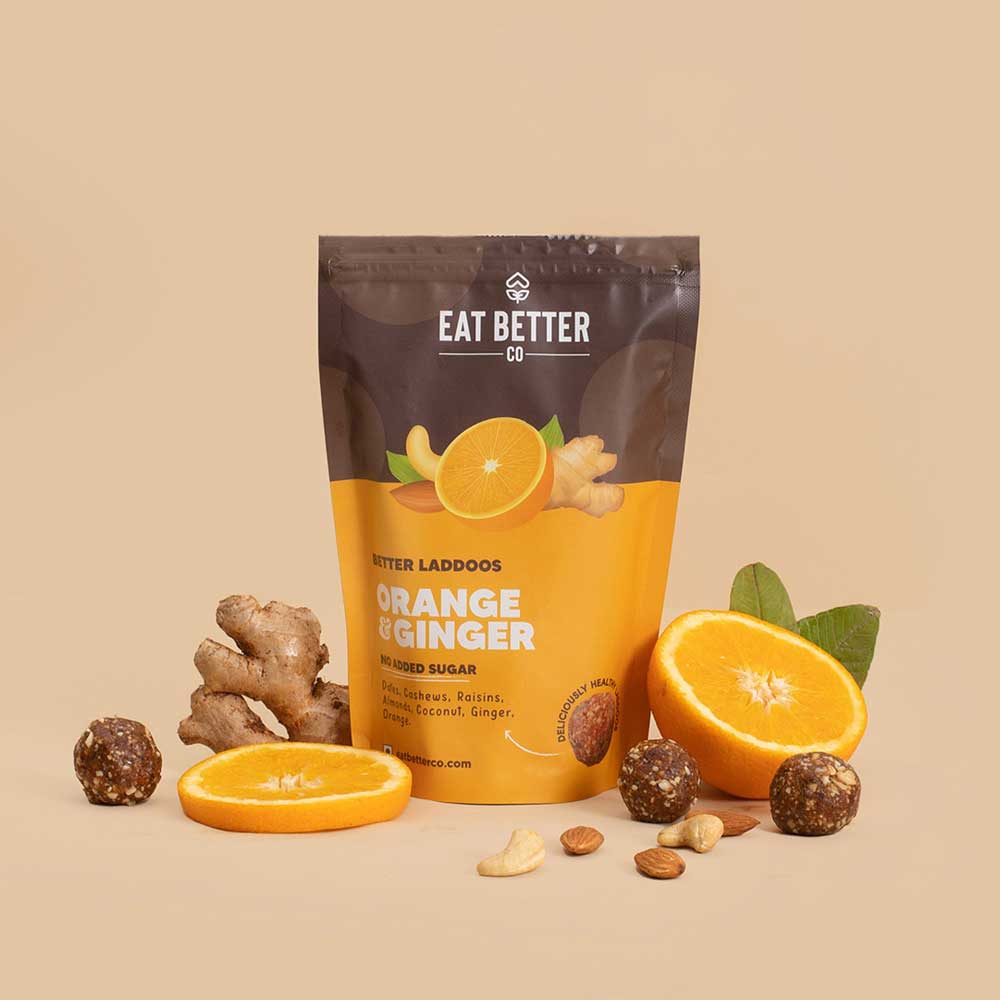 Eat Better Co. Laddoos Orange &amp; Ginger 200 gms-Boozlo