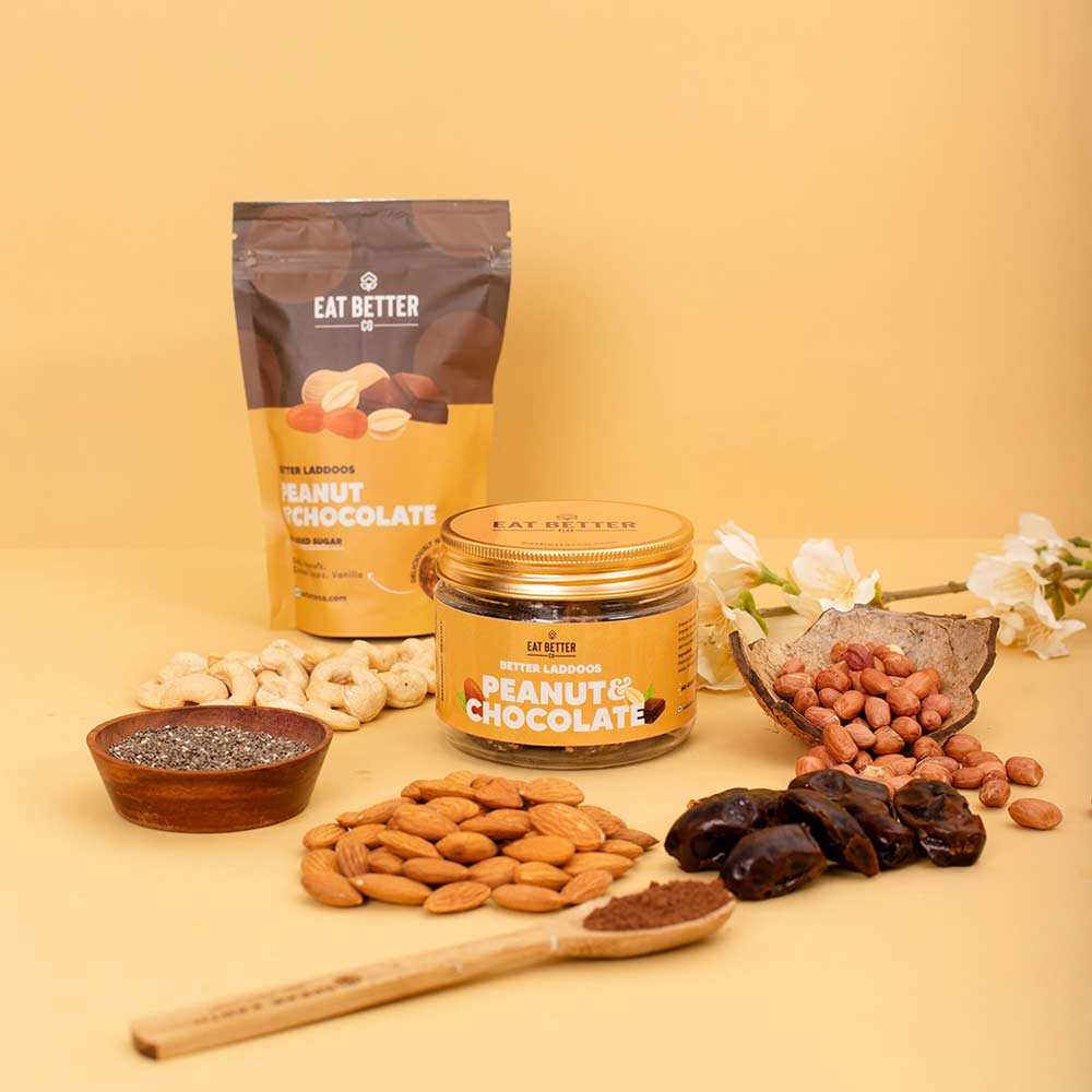 Eat Better Co. Laddoos Peanut &amp; Chocolate 200 gms-Boozlo