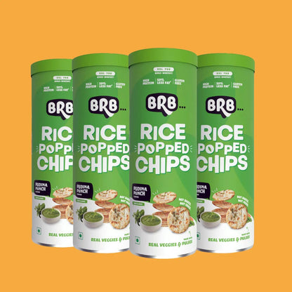 BRB Rice Popped Chips Pudina Punch Flavour (box of 4)-Rice Popped Chips-Boozlo