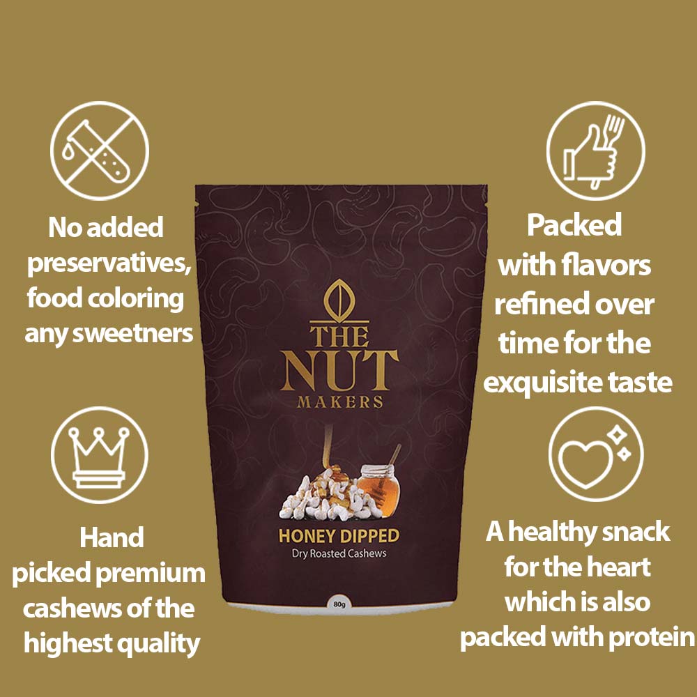 The Nut Makers Honey Dipped Dry Roasted Cashews - 200gms