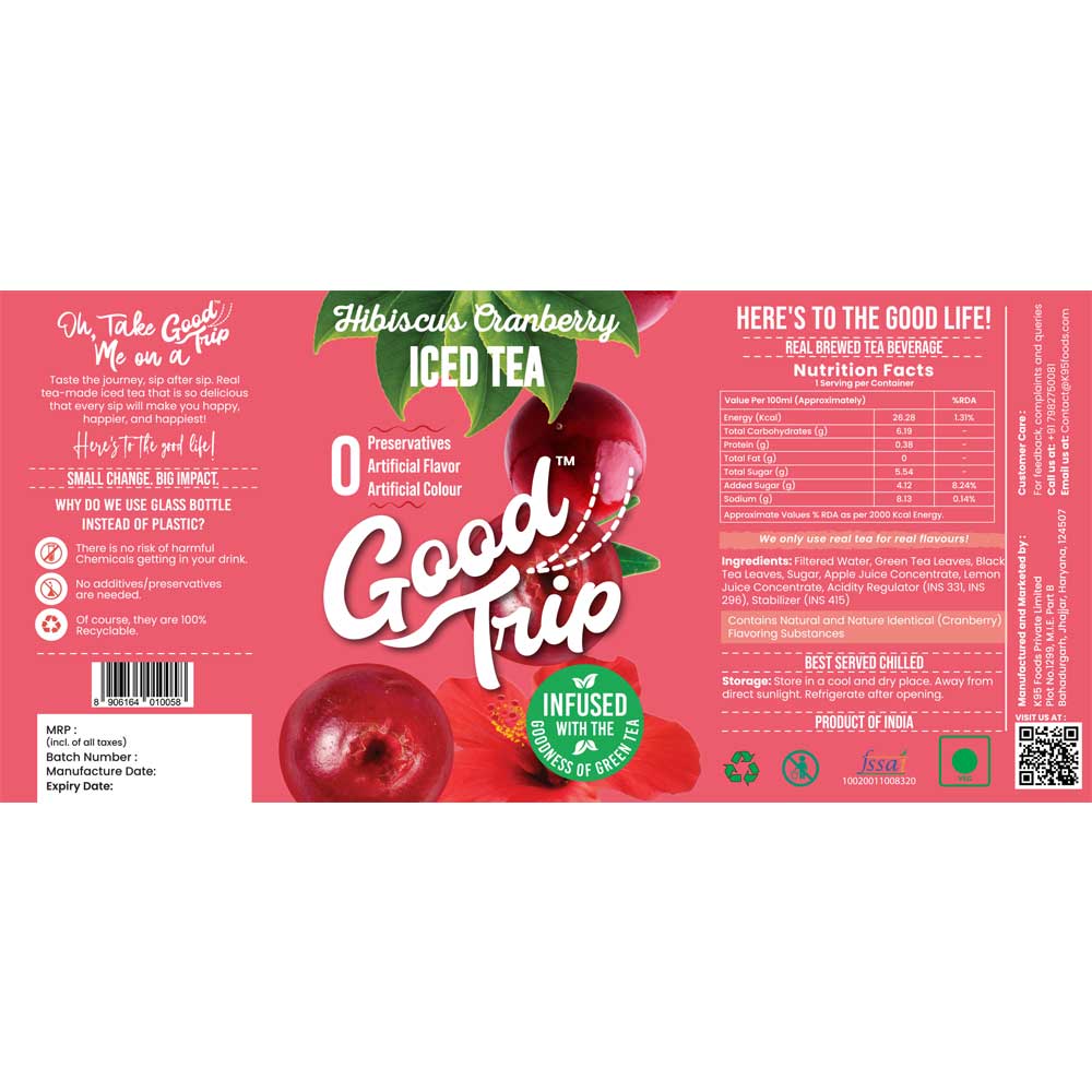 Good Trip - Hibiscus Cranberry Tea Real Brewed Iced Tea (Pack of 6)-Boozlo