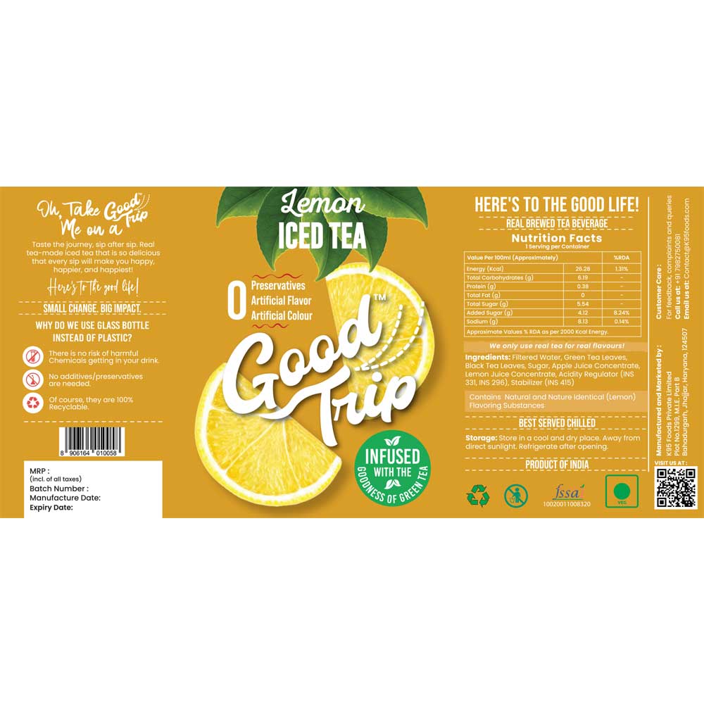 Good Trip - Lemon Real Brewed Iced Tea (Pack of 6)-Boozlo