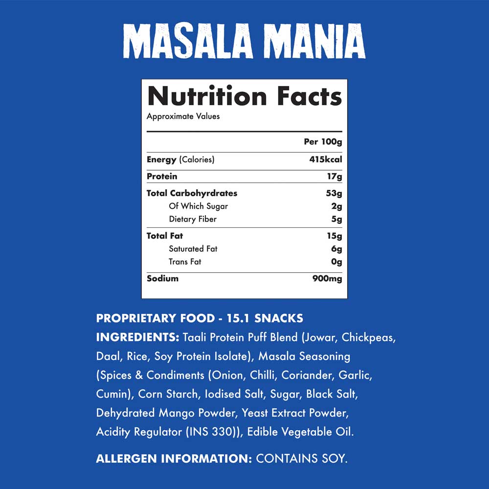 Taali Protein Puffs Masala Mania (60gms x 6)-Boozlo