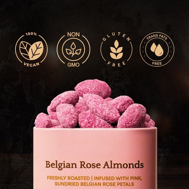 Nutki Belgian Rose Almonds Tin 150gms