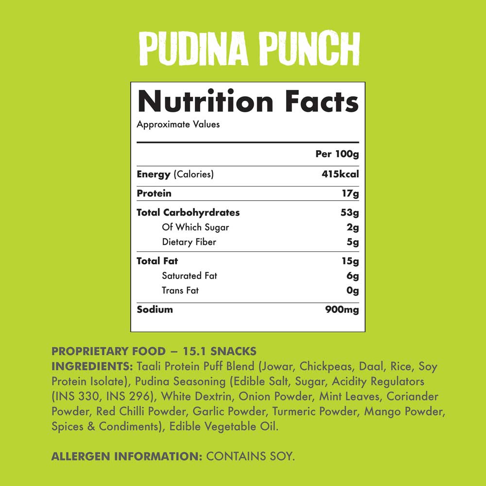Taali Protein Puffs Pudina Punch (60gms x 6)-Boozlo