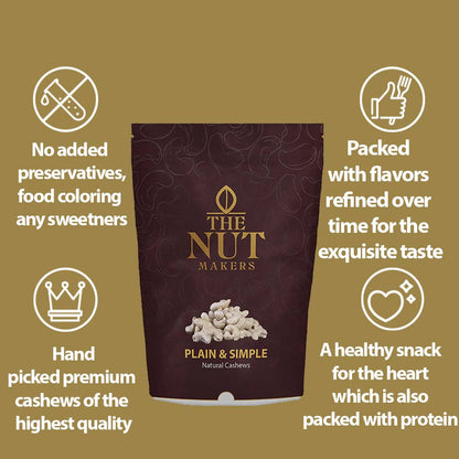 The Nut Makers Plain &amp; Simple Natural Cashews - 80gms (Pack of 2)