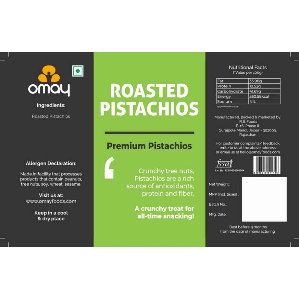Omay Foods Roasted Pistachios 150 gms-Nuts &amp; Seeds-Boozlo