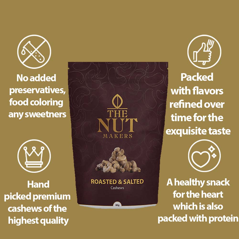 The Nut Makers Roasted &amp; Salted Cashews - 80gms (Pack of 2)