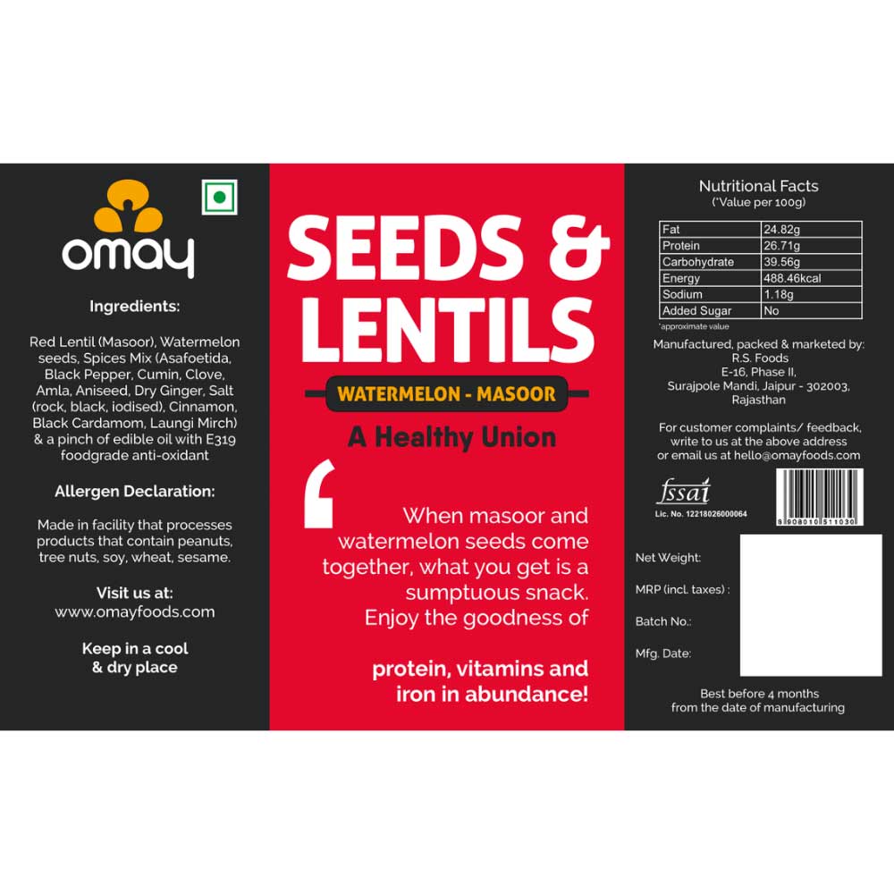 Omay Foods Seeds and Lentils, 160g each (Pack of 4)-Nuts &amp; Seeds-Boozlo
