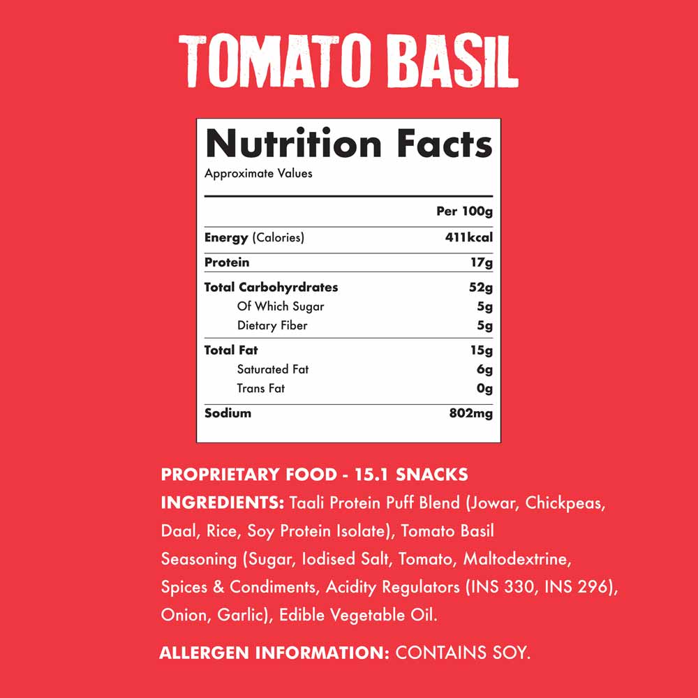 Taali Protein Puffs Tomato Basil (60gms x 6)-Boozlo
