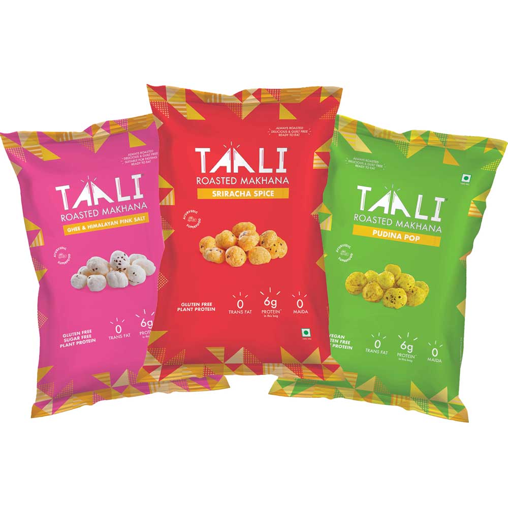 Taali Roasted Makhana Savory Variety Pack (60gms x 3)-Boozlo