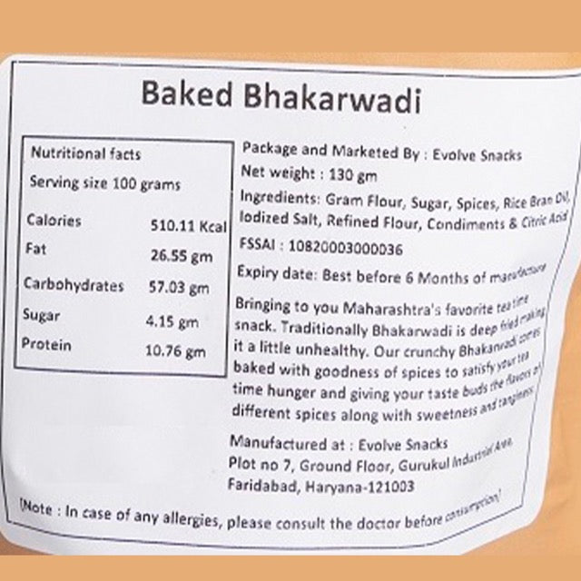 Evolve Healthy Snacks | Baked Bhakarwadi (Pack of 3)