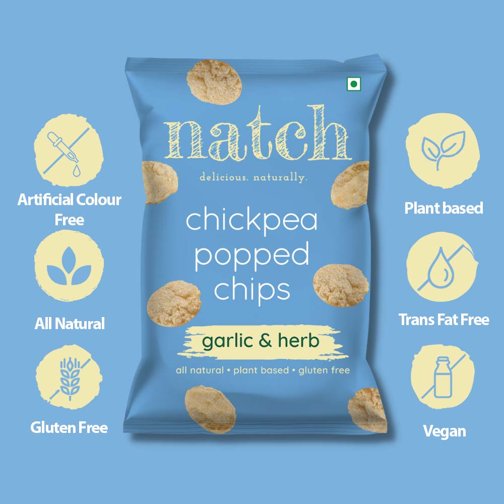 Natch Popped Chips Garlic &amp; Herb (Pack of 3)