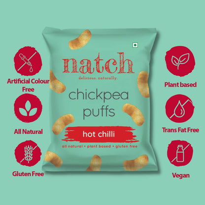 Natch Chickpea Puffs Hot Chilli (Pack Size)