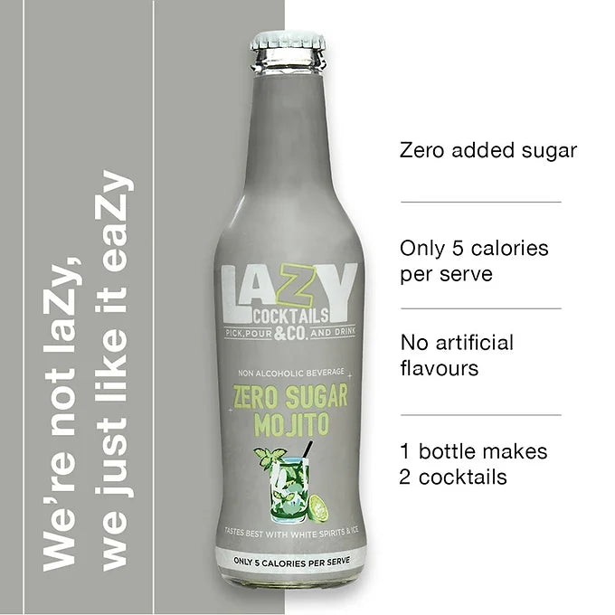 Lazy Cocktails Zero Sugar Mojito Cocktail Mixer - 250ml (Pack Size)-Boozlo