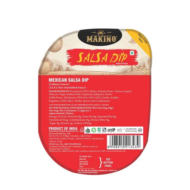 Makino Tray Pack with Jalapeno Nachos &amp; Salsa Dip - 80gms each (Pack of 6)-Boozlo