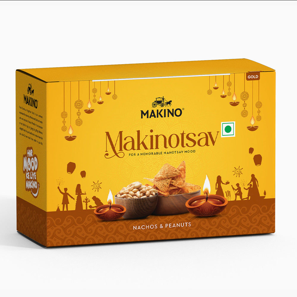 Makino Gold Gift Pack - 4 Nachos x 60gms &amp; 1 Peanuts x 150gms (Pack of 5)-Boozlo