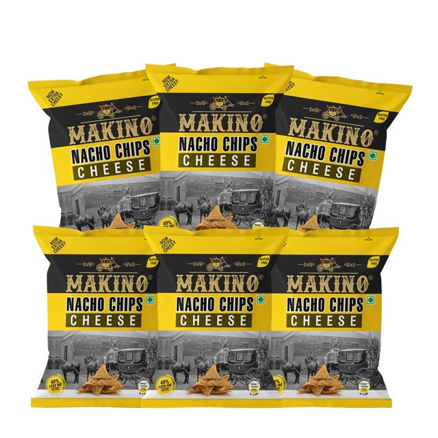 Makino Cheese Nacho Chips - 60gms (Pack of 6)-Boozlo