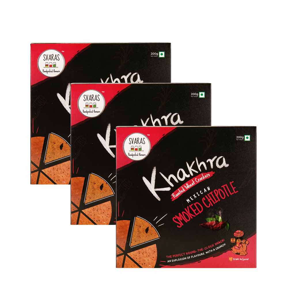 Svaras Smoked Chipotle Khakhra - 200gms each (Pack of 3)-Boozlo