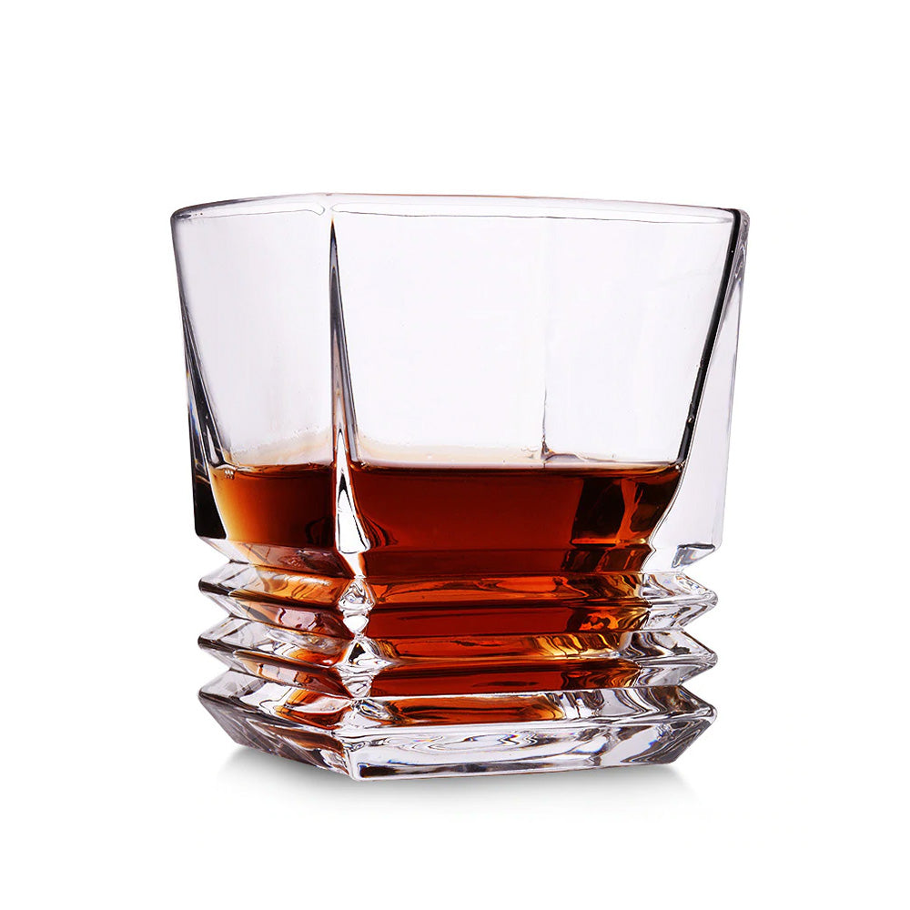 Modern Yard Luxury Square Rock Whiskey Glass - 300ml (Set of 6)-Boozlo