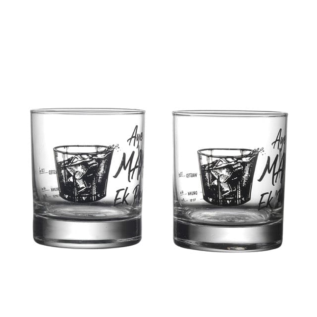 Ek Do Dhai Mama Whiskey Glass (Set of 2)