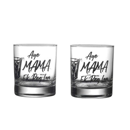 Ek Do Dhai Mama Whiskey Glass (Set of 2)