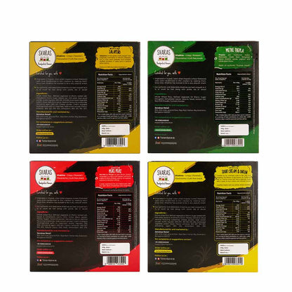 Svaras Premium Assorted Flavours Mexican Jalapeno, Methi Thepla, African Peri Peri, American Sour Cream &amp; Onion Khakhra 200gms Each (Pack of 4)-Boozlo